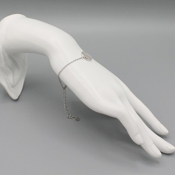 Bracelet jewelry elegant silver tone adjustable sparkly sparkle adjustable new - Picture 4 of 6